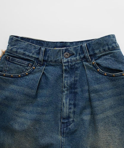 鉚釘裝飾牛仔 8分褲