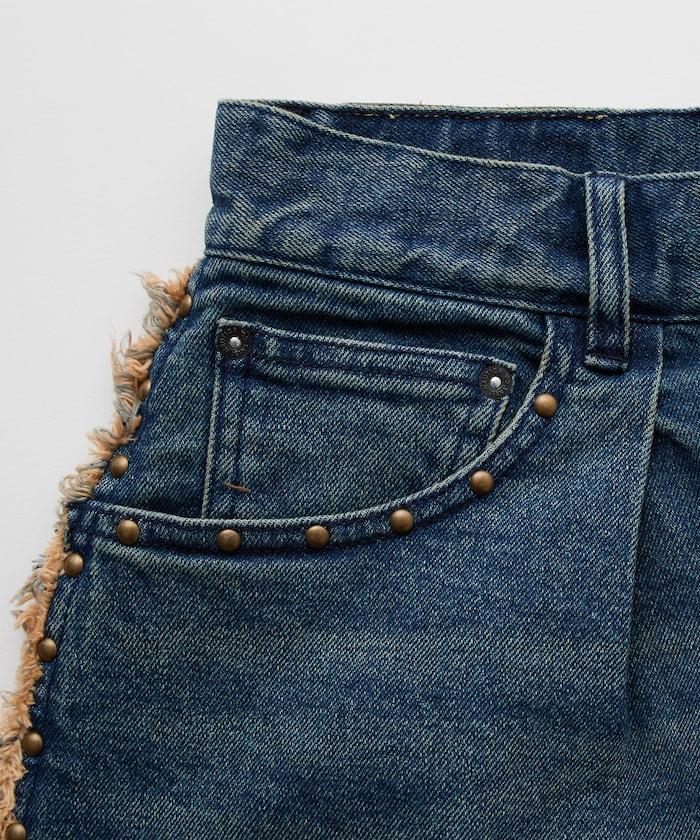 鉚釘裝飾牛仔 8分褲