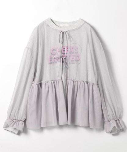 【套裝商品】蕾絲疊層 印花長袖T-shirt