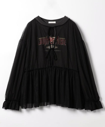 【套裝商品】蕾絲疊層 印花長袖T-shirt