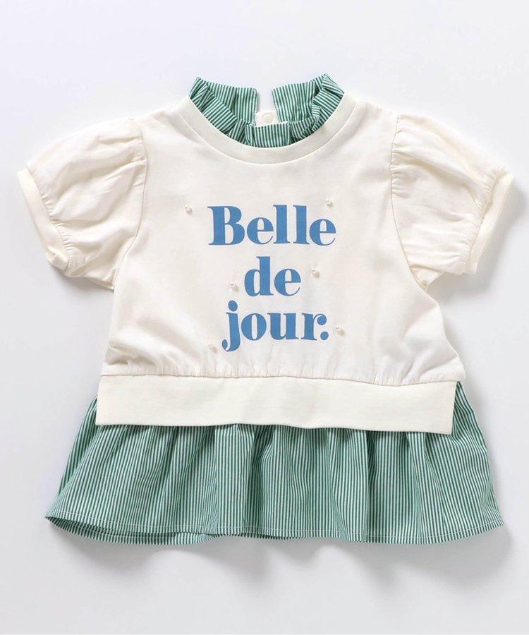 【連衣裙】荷葉領疊層logo印花T恤