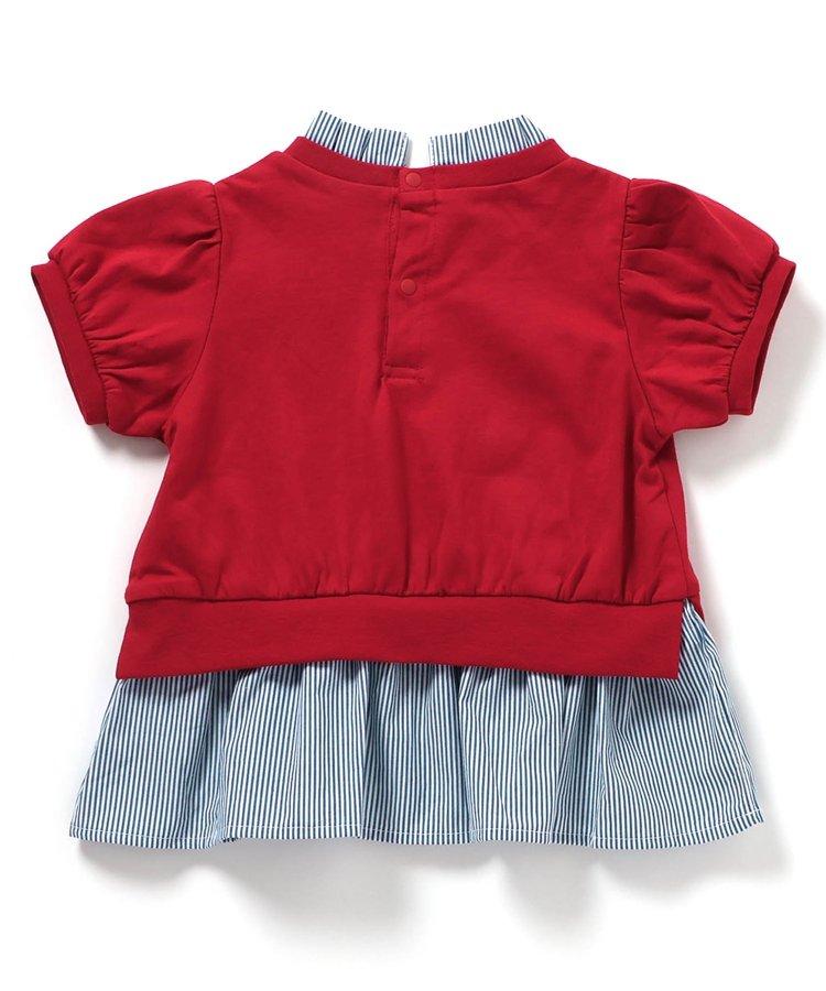 【連衣裙】荷葉領疊層logo印花T恤