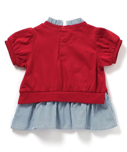 【連衣裙】荷葉領疊層logo印花T恤