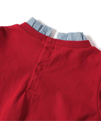 【連衣裙】荷葉領疊層logo印花T恤