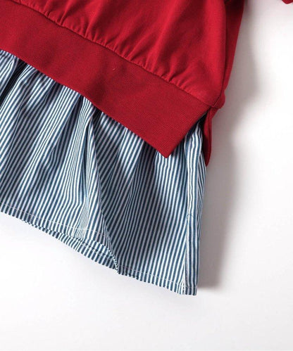 【連衣裙】荷葉領疊層logo印花T恤