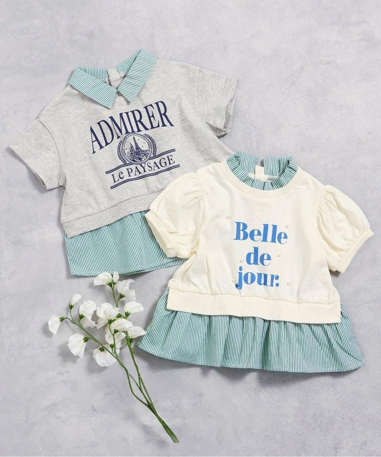 【連衣裙】荷葉領疊層logo印花T恤