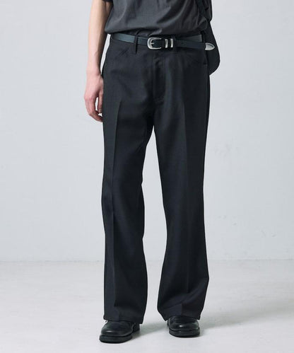 修身款彈力斜紋闊腿褲