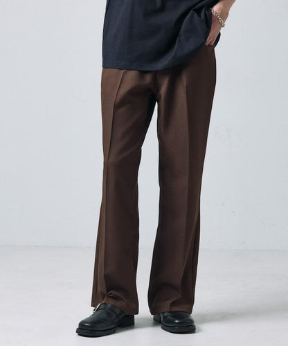 修身款彈力斜紋闊腿褲