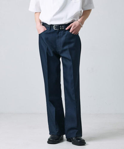 修身款彈力斜紋闊腿褲