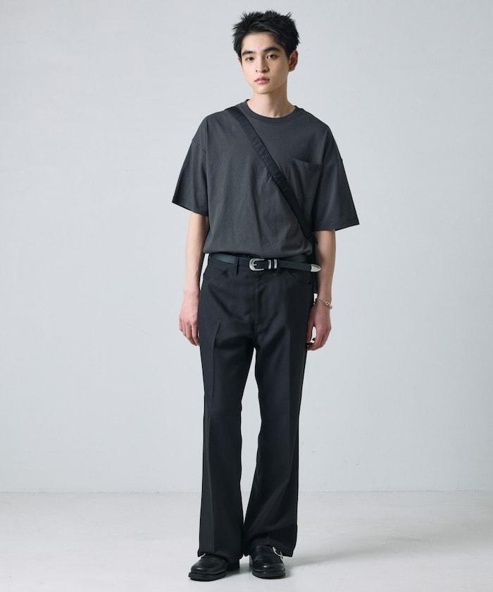 修身款彈力斜紋闊腿褲