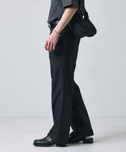 修身款彈力斜紋闊腿褲