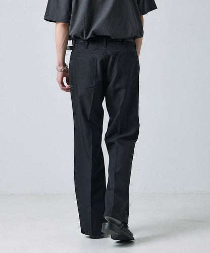 修身款彈力斜紋闊腿褲