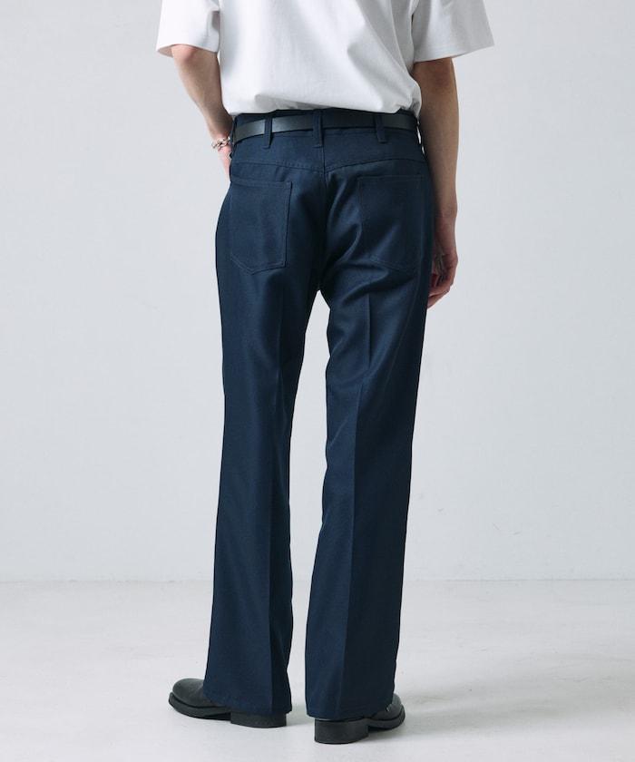 修身款彈力斜紋闊腿褲