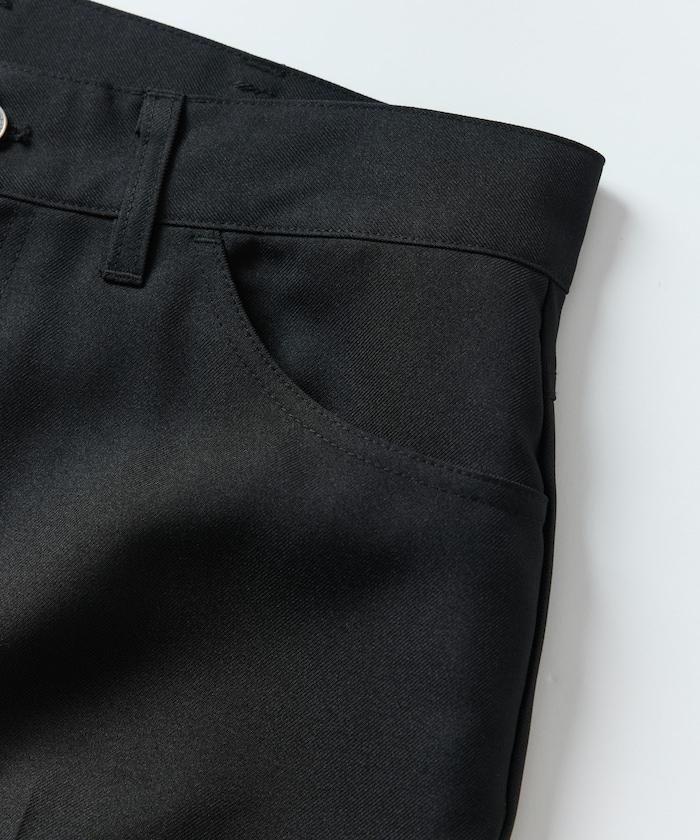 修身款彈力斜紋闊腿褲