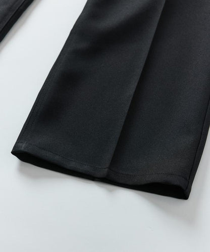 修身款彈力斜紋闊腿褲