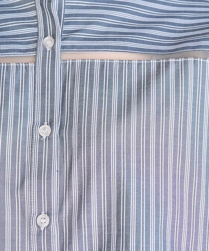 蕾絲拼接條紋襯衫（可搭配套裝）