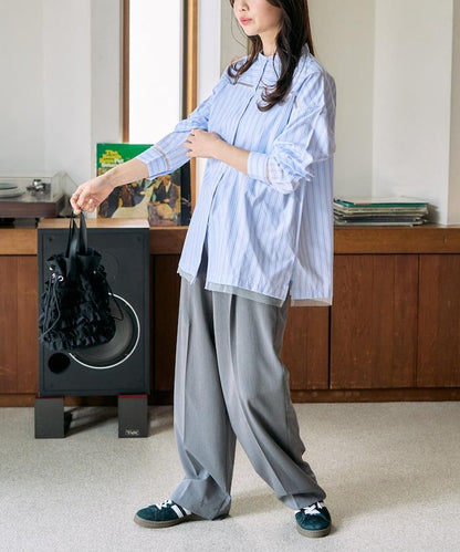 蕾絲拼接條紋襯衫（可搭配套裝）