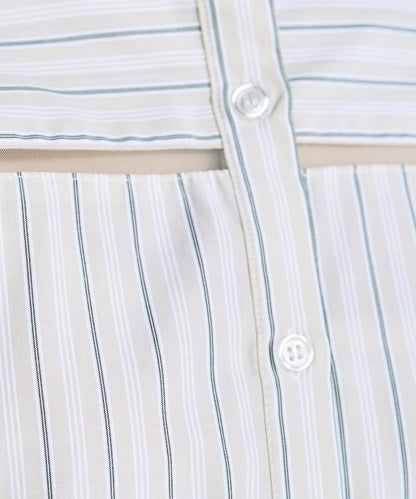 蕾絲拼接條紋襯衫（可搭配套裝）