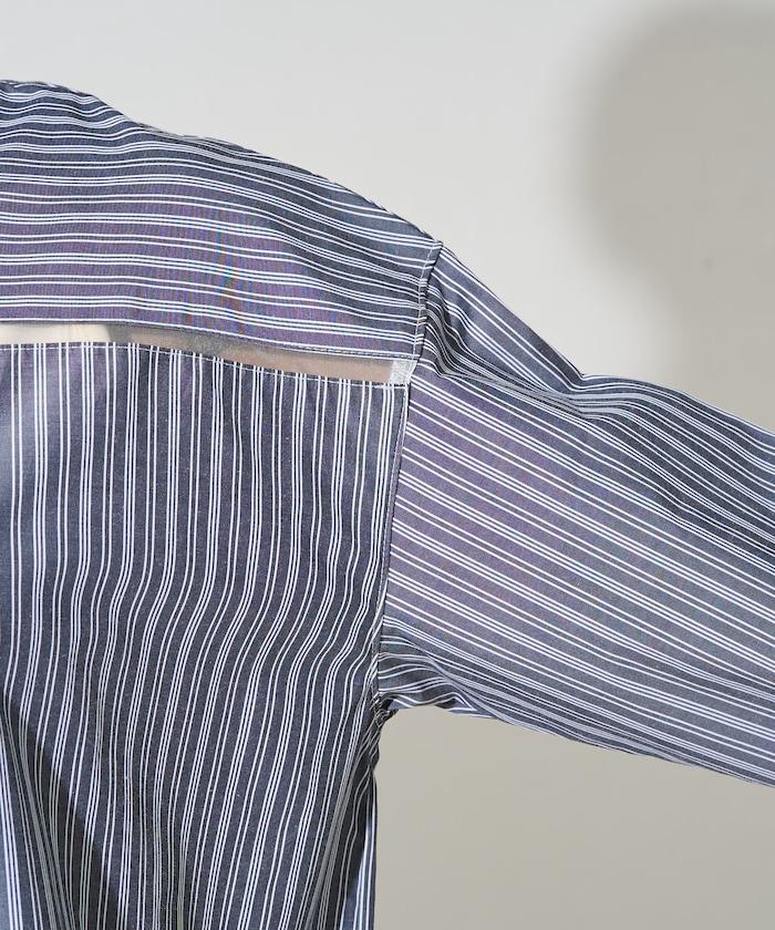 蕾絲拼接條紋襯衫（可搭配套裝）