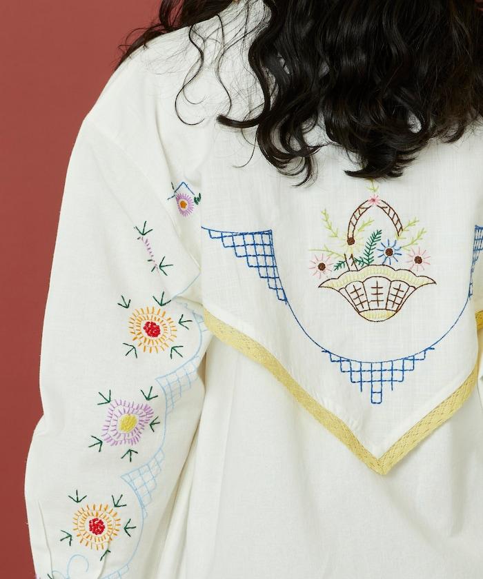 雨傘領 刺繡 襯衫外套