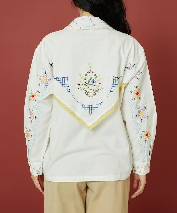 雨傘領 刺繡 襯衫外套
