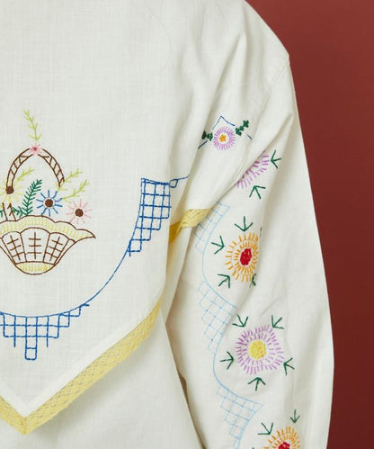 雨傘領 刺繡 襯衫外套