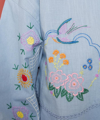 雨傘領 刺繡 襯衫外套