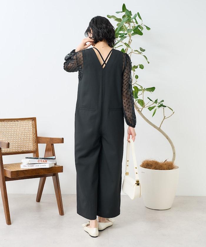 亞麻觸感連體褲