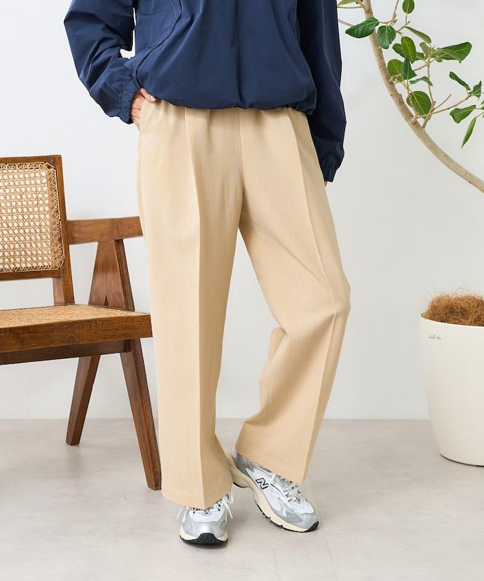 亞麻觸感 褶皺 寬鬆褲