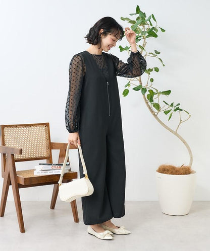 亞麻觸感連體褲