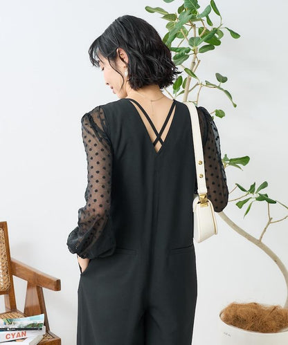 亞麻觸感連體褲