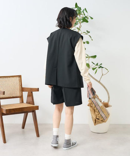 接觸冷感/UV 亞麻觸感 雙層背心＜套裝搭配適用＞