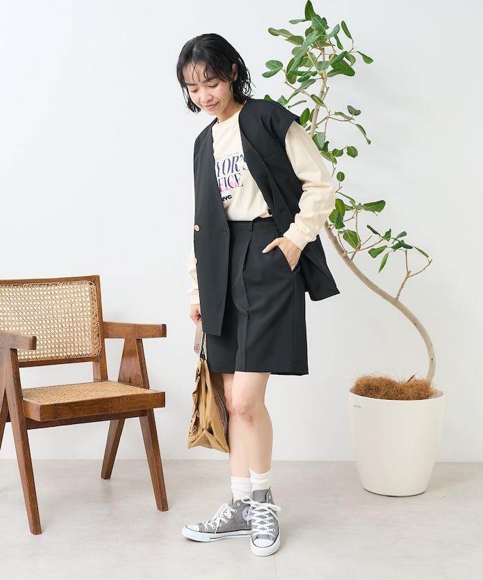 接觸冷感/UV 亞麻觸感 雙層背心＜套裝搭配適用＞