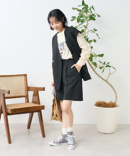 接觸冷感/UV 亞麻觸感 雙層背心＜套裝搭配適用＞