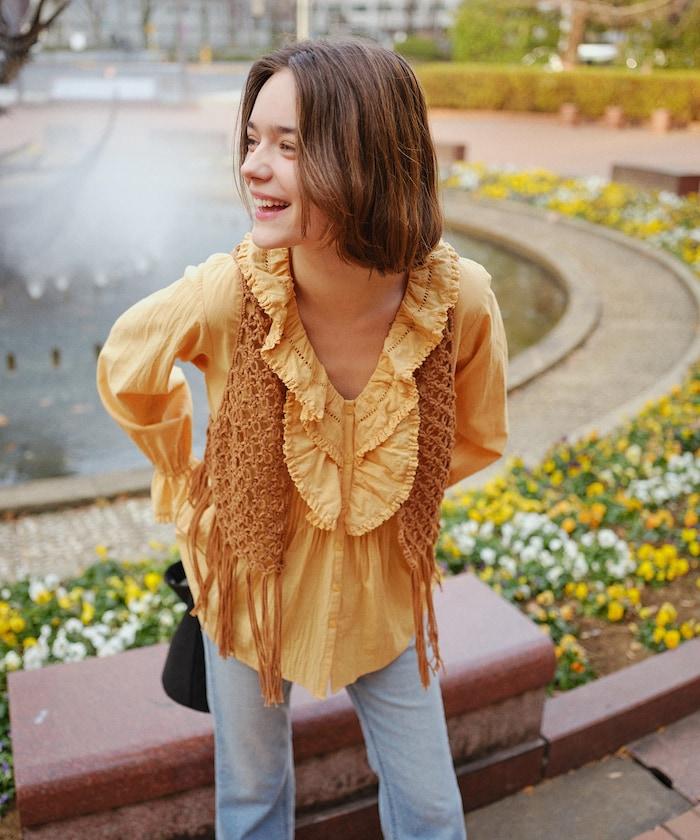 流蘇圖案編織馬甲