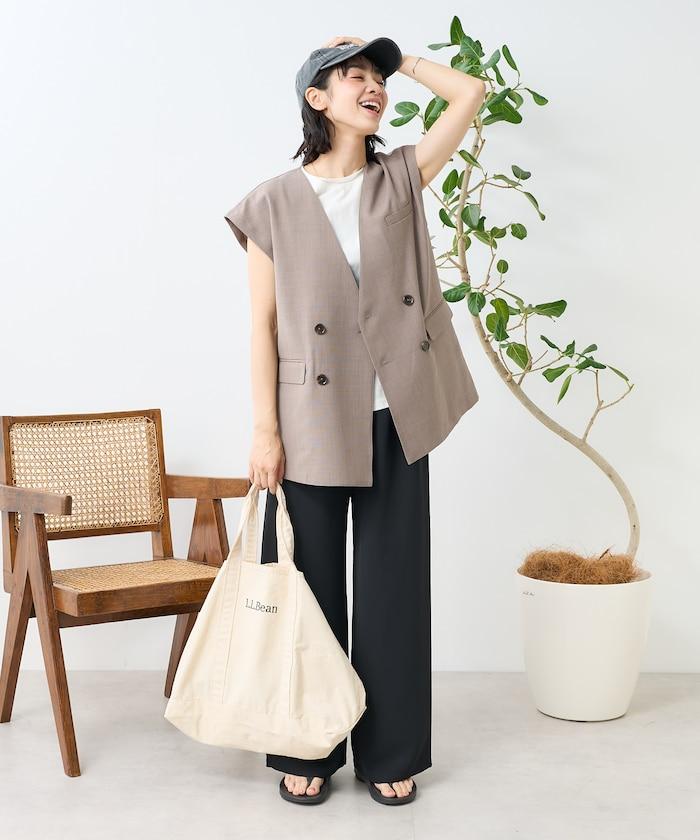 接觸冷感/UV 亞麻觸感 雙層背心＜套裝搭配適用＞