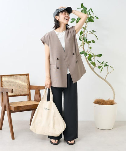 接觸冷感/UV 亞麻觸感 雙層背心＜套裝搭配適用＞