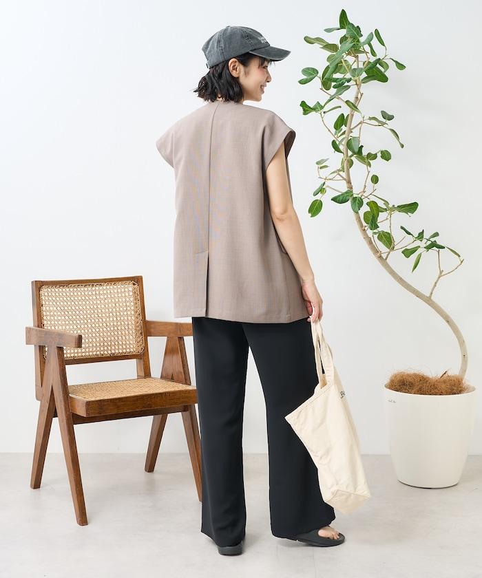 接觸冷感/UV 亞麻觸感 雙層背心＜套裝搭配適用＞