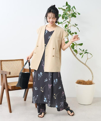 接觸冷感/UV 亞麻觸感 雙層背心＜套裝搭配適用＞