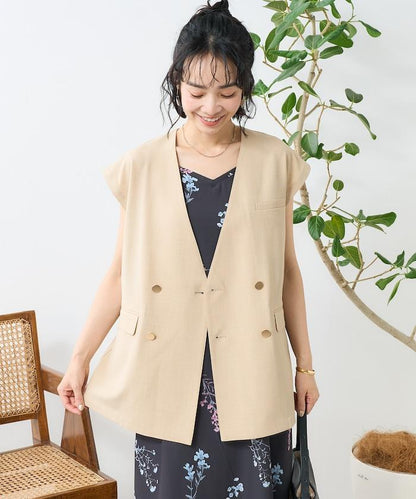 接觸冷感/UV 亞麻觸感 雙層背心＜套裝搭配適用＞