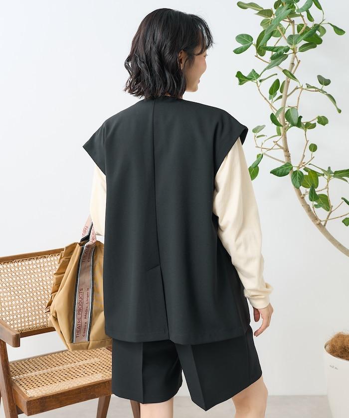 接觸冷感/UV 亞麻觸感 雙層背心＜套裝搭配適用＞