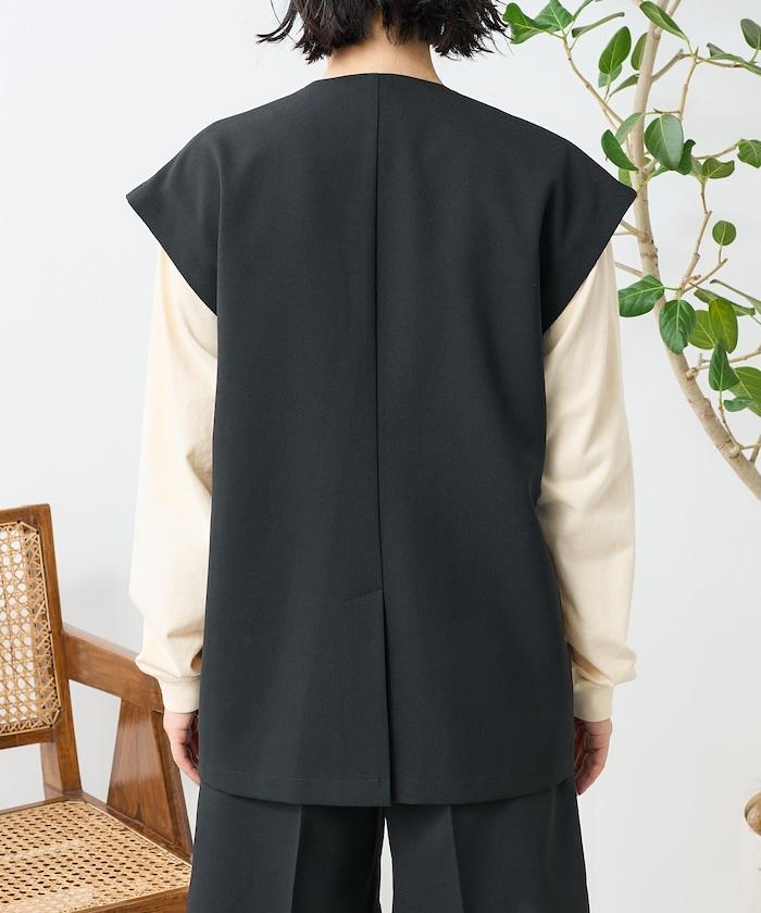 接觸冷感/UV 亞麻觸感 雙層背心＜套裝搭配適用＞