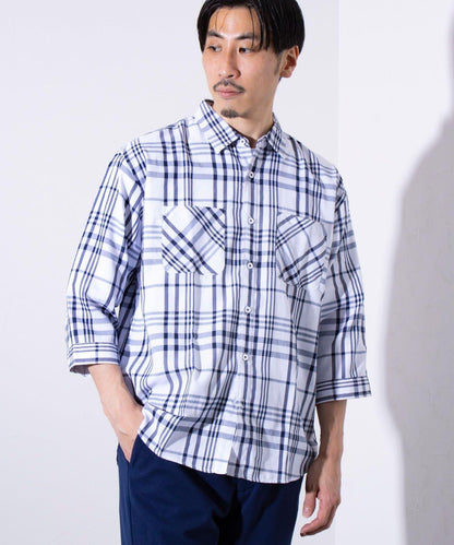 【GLOSTER/格洛斯特】輕盈巴拿馬材質七分袖襯衫