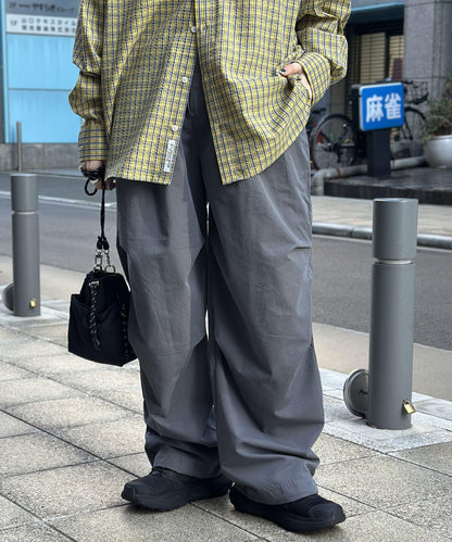 棉尼龍細褶褲