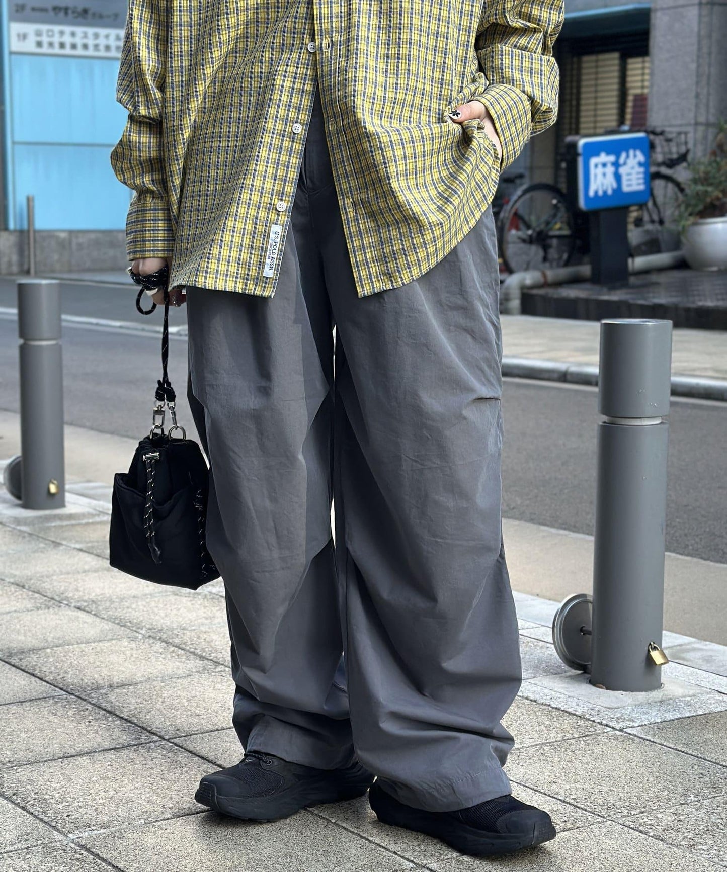 棉尼龍細褶褲