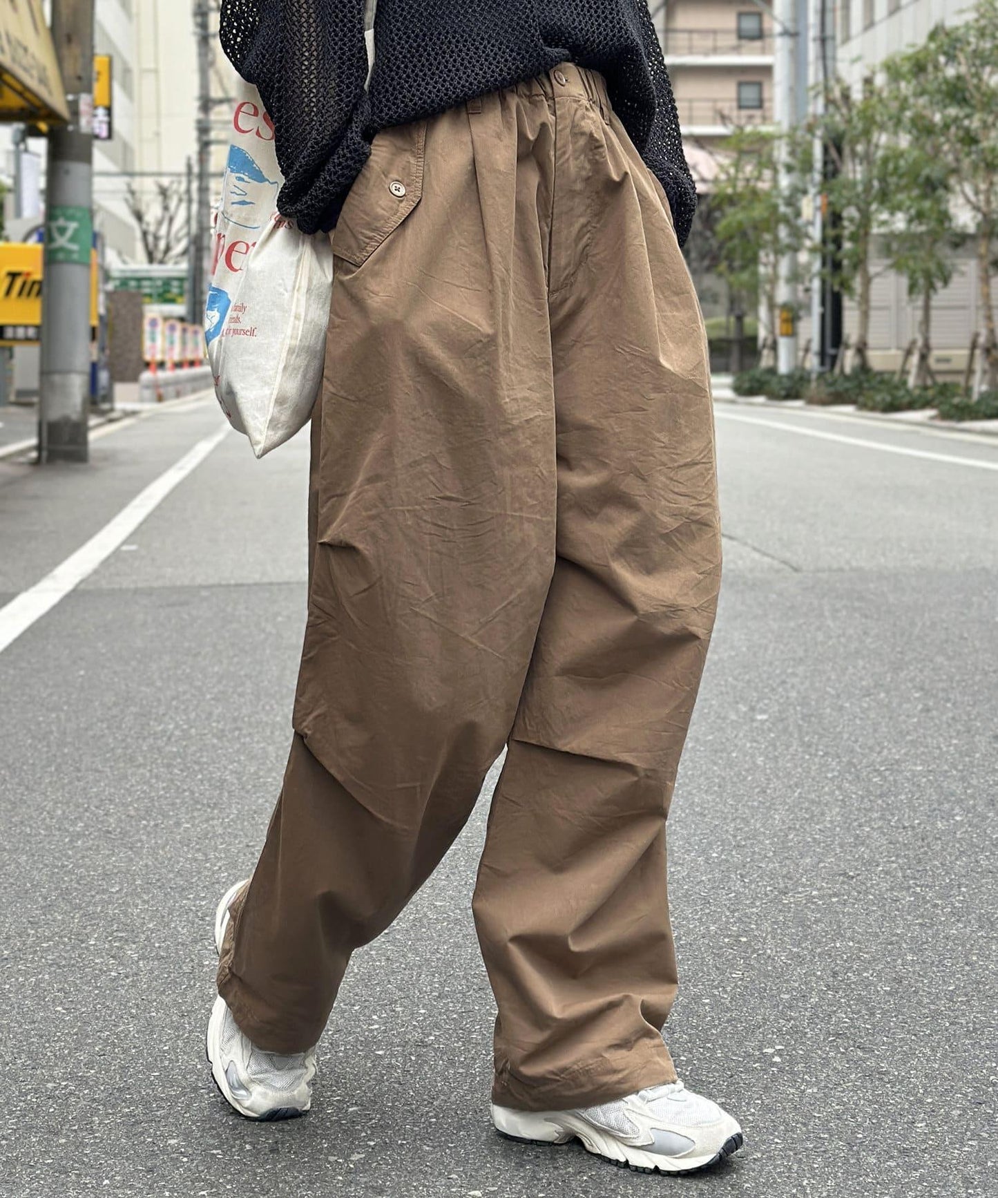 棉尼龍細褶褲
