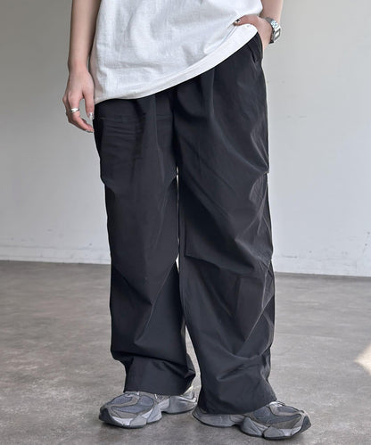 棉尼龍細褶褲