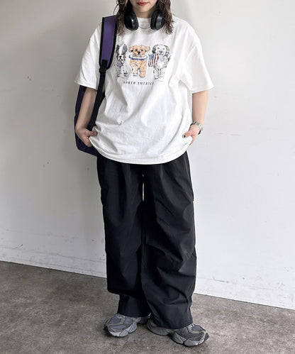棉尼龍細褶褲