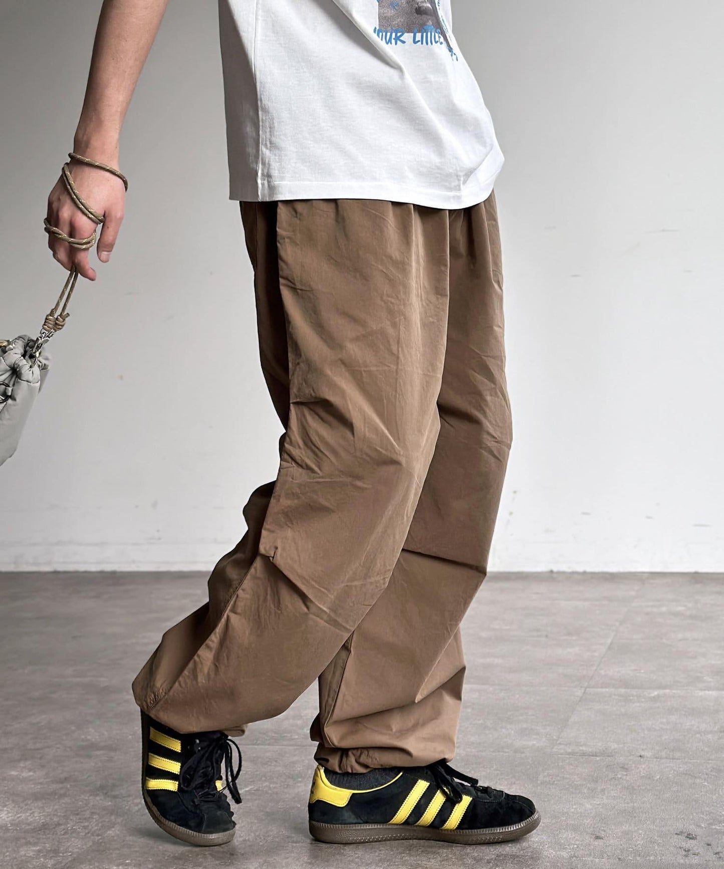 棉尼龍細褶褲