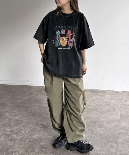 棉尼龍細褶褲